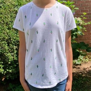 Old Navy Green White Cactus Graphic Tee Shirt
